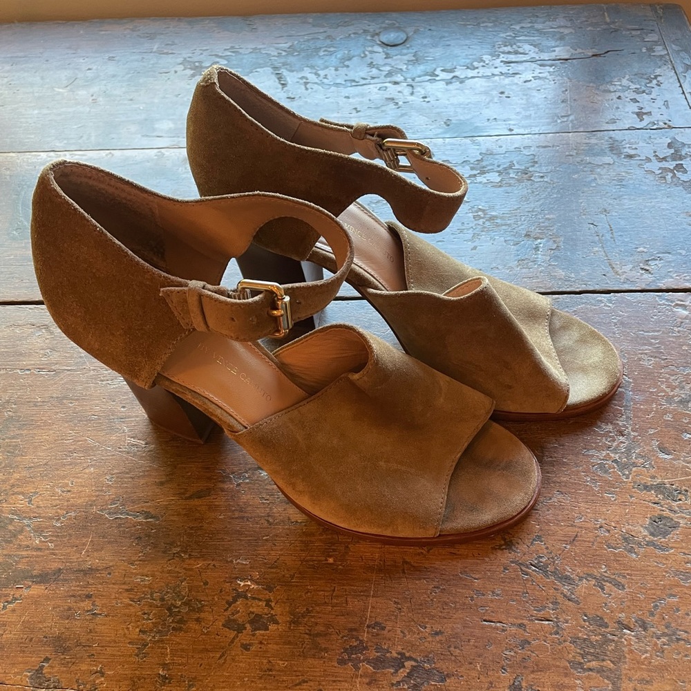 Vince Camuto Signature Suede Block Heels with Strap